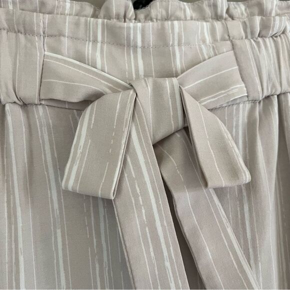 Candies Y2k 00's Paper Bag Belted Tie Waist Pants Tan Ivory Stripe Size Small - Picture 2 of 14
